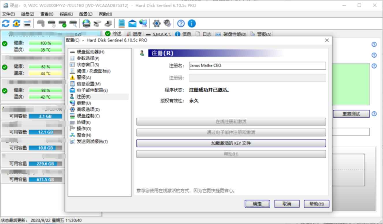 Hard Disk Sentinel v6.01.5 解锁版 (硬盘检测工具)  第1张