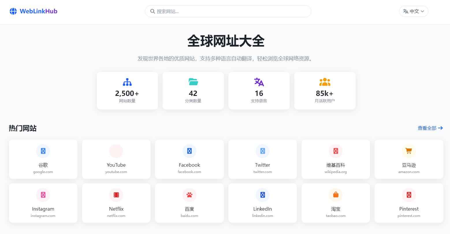 多语言简洁网址导航单页HTML源码  第2张 多语言简洁网址导航单页HTML源码  第2张